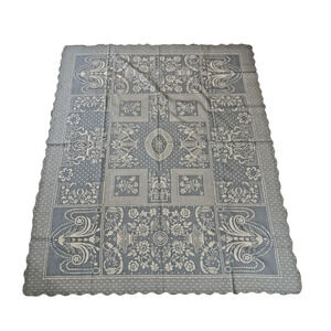 VTG Matelasse Floral Cotton Bedspread Scalloped Cottage Farmhouse King